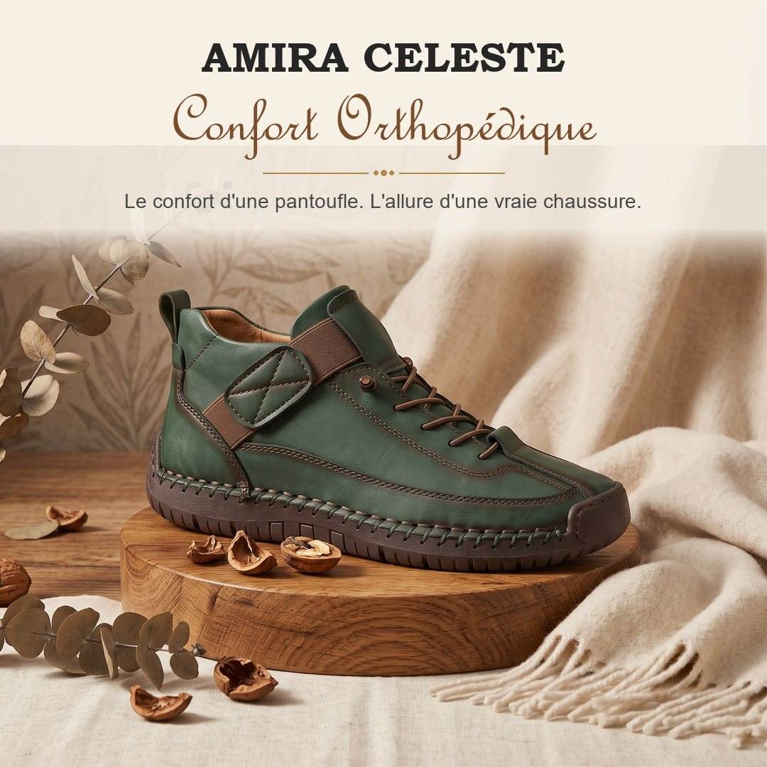 Chaussure Amira Celeste vert boreal, confort orthopedique